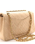 Lambskin Quilted Small Double Flap Beige