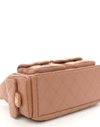 Shiny Lambskin Quilted Trendy Pockets Hobo Brown
