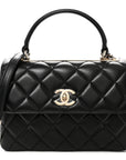 Lambskin Quilted Small Trendy CC Dual Handle Flap Bag Black