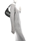Calfskin Ava Logo Shoulder Bag Black