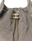 Suede Quilted Medium CHNL 25 Handbag Dark Grey