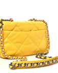 Shiny Goatskin Quilted Medium CHNL 19 Flap Yellow