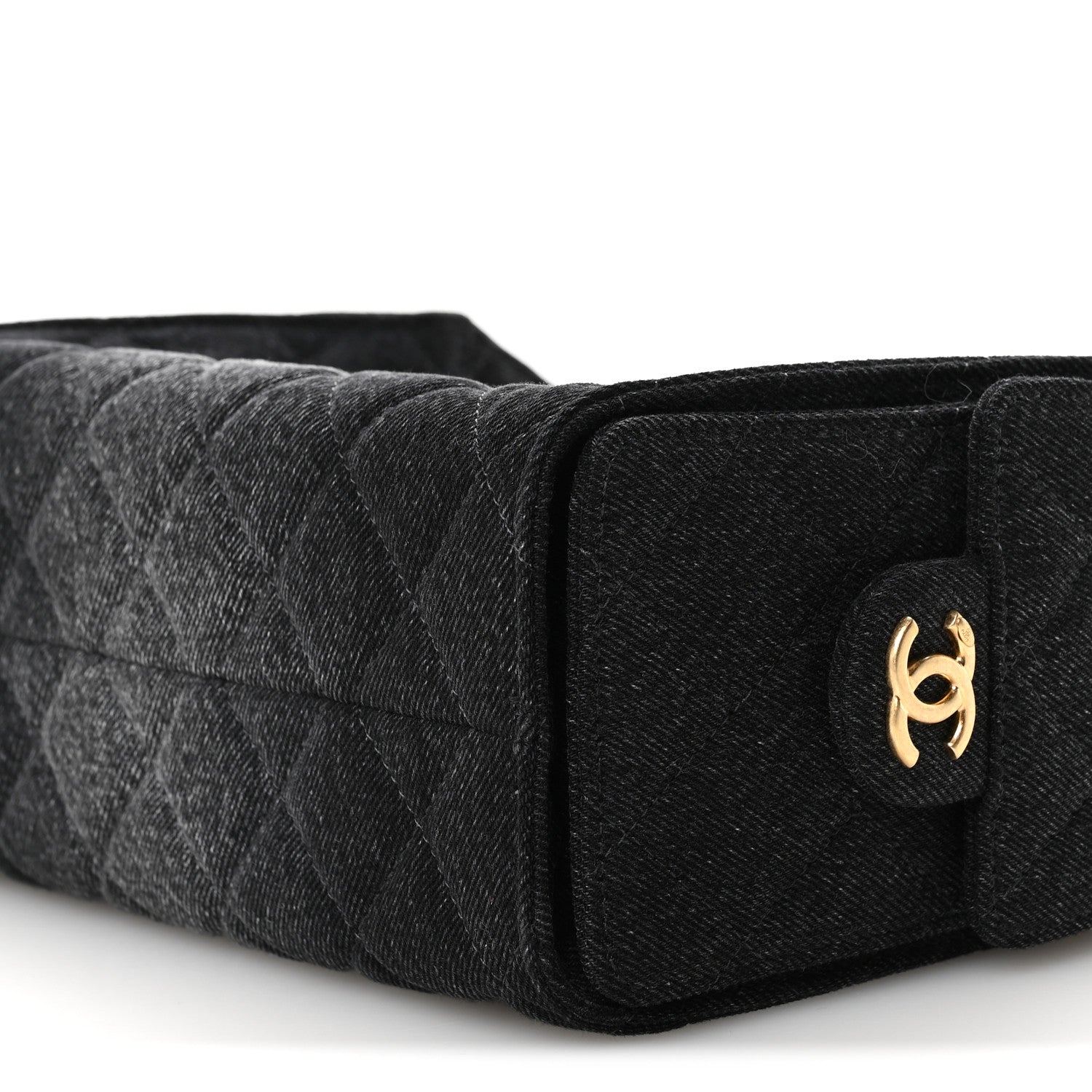 Washed Denim Quilted Mini CHNL 25 Handbag Black