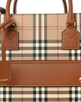 Canvas Vintage Check Calfskin Medium Freya Tote Briar Brown