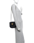 Lambskin Quilted Half Moon Flap Black