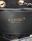 Washed Denim Quilted Mini CHNL 25 Handbag Black