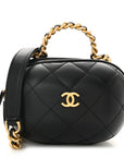 Lambskin Quilted CC Bubble Vanity Case With Chain Black