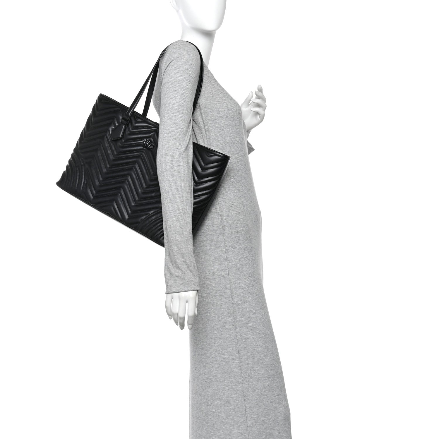 Calfskin Matelasse Monochrome Large GG Marmont Tote Bag Black