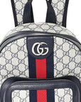 GG Supreme Monogram Textured Dollar Calfskin Web Small Ophidia Day Backpack Beige Blue Black