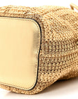 Raffia Lurex Vitello Laminato F is FNDI FF Crochet Mini Mon Tresor Bucket Bag Natural Oro