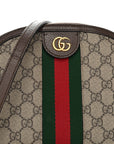 GG Supreme Monogram Textured Dollar Calfskin Web Small Ophidia Dome Shoulder Bag Beige Ebony New Acero