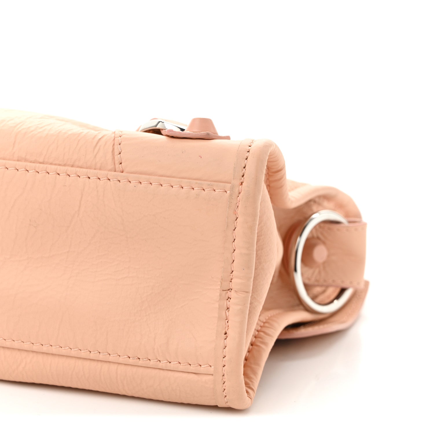 Matte Goatskin Rubber Covered Classic Hardware Mini City Rose Poudre