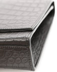 Calfskin Crocodile Embossed Medium Classic Monogram Kate Tassel Satchel Storm