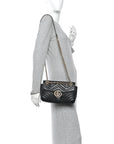 Calfskin Matelasse Small GG Marmont Shoulder Bag Black