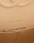 Caviar Quilted Medium Double Flap Beige