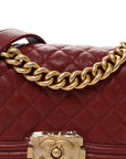 Caviar Quilted Small Boy Flap Burgundy