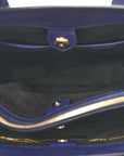 Derby Calfskin House Check Medium Banner Tote Ink Blue