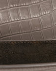 Calfskin Crocodile Embossed Medium Monogram Sunset Fog