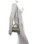 Strass Suede Hourglass Top Handle Bag XS Smoke Grey Crystal