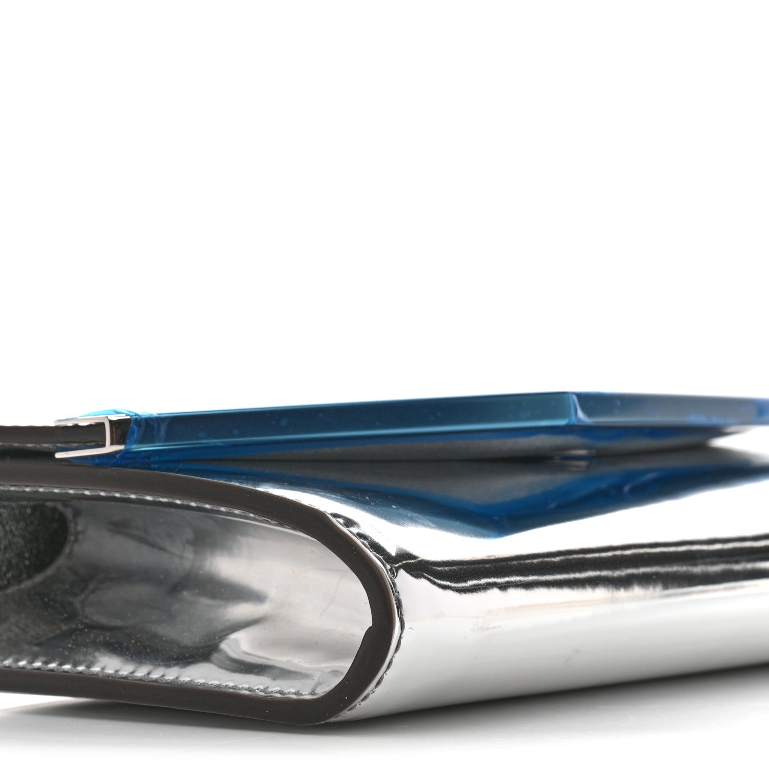 Metallic Mirror Fabric Emmie Clutch Bag Silver