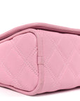 Grained Calfskin Quilted Double Stitched Small The Status Shoulder Bag Pink