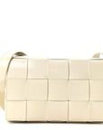 Patent Maxi Intrecciato Cassette Crossbody Bag White