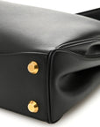 Natural Smooth Calfskin Small Rodeo Top Handle Handbag Black