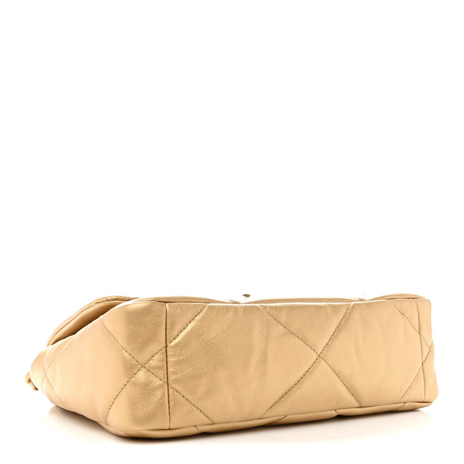 Metallic Goatskin Quilted Medium CHNL 19 Flap Gold