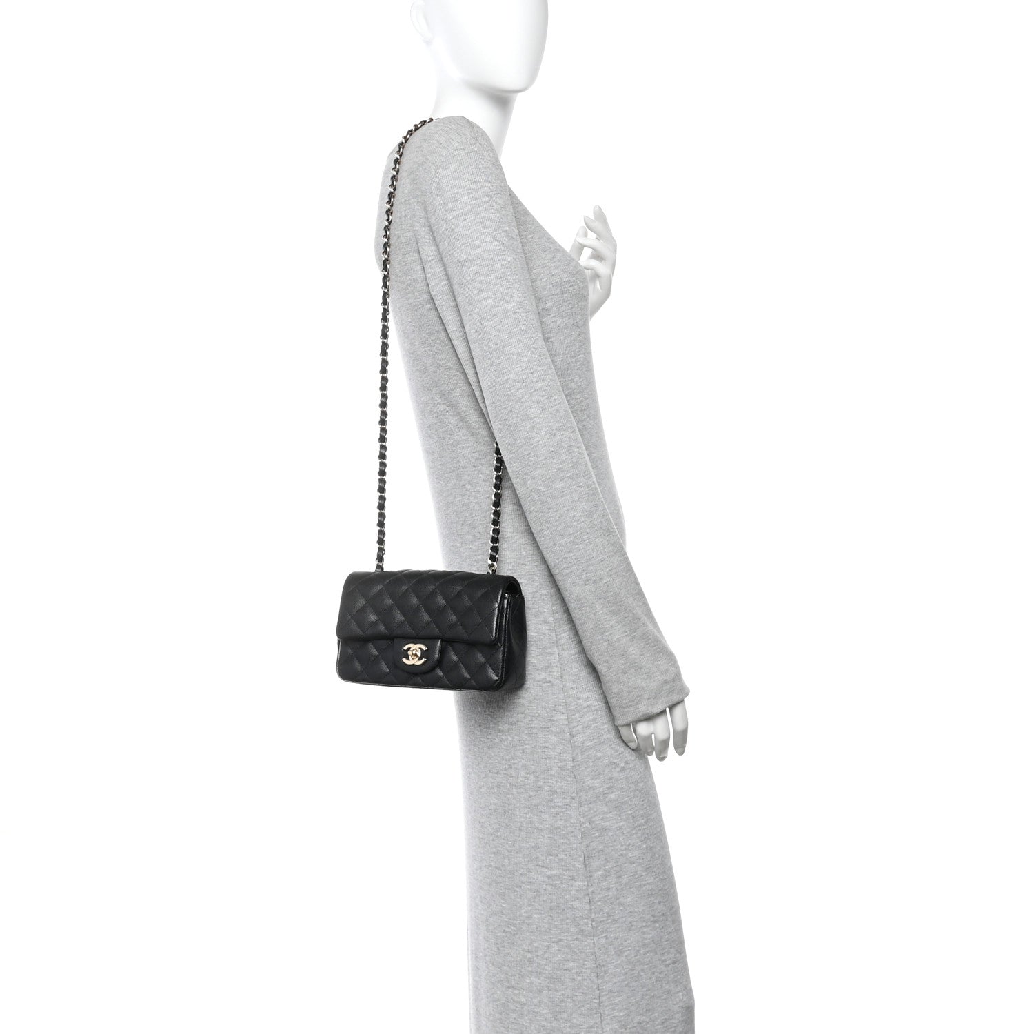 Caviar Quilted Mini Rectangular Flap Black