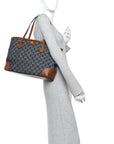 New Denim GG Monogram Medium Ophidia Shopping Tote Blue Tea Cuir