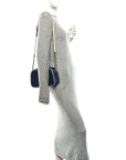 Vintage Effect Calfskin Matelasse Diagonal Small Torchon GG Marmont Chain Shoulder Bag Blue Agata Mystic White
