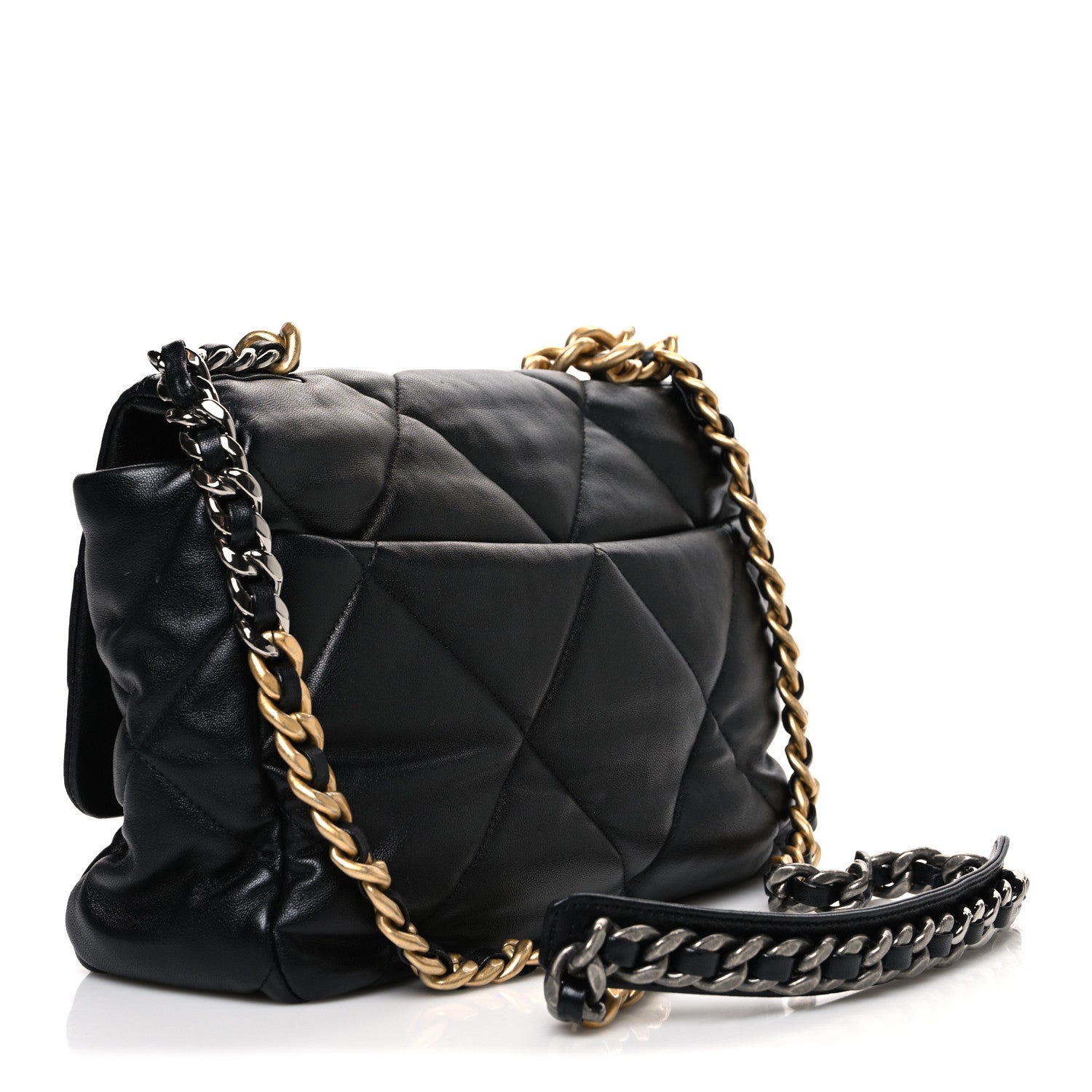Lambskin Quilted Large CHNL 19 Flap Black