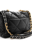 Goatskin Quilted Large CHNL 19 Flap Black