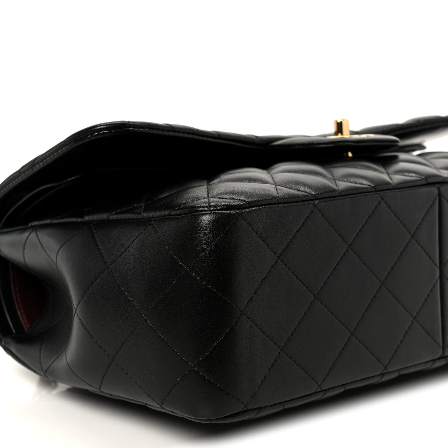 Lambskin Quilted Jumbo Double Flap Black