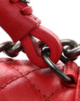 Calfskin Quilted Medium Top Handle Boy Flap Red