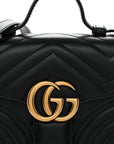 Calfskin Matelasse Mini GG Marmont Top Handle Shoulder Bag Black