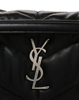 Lambskin Quilted Small Loulou Puffer Monogram Chain Satchel Black