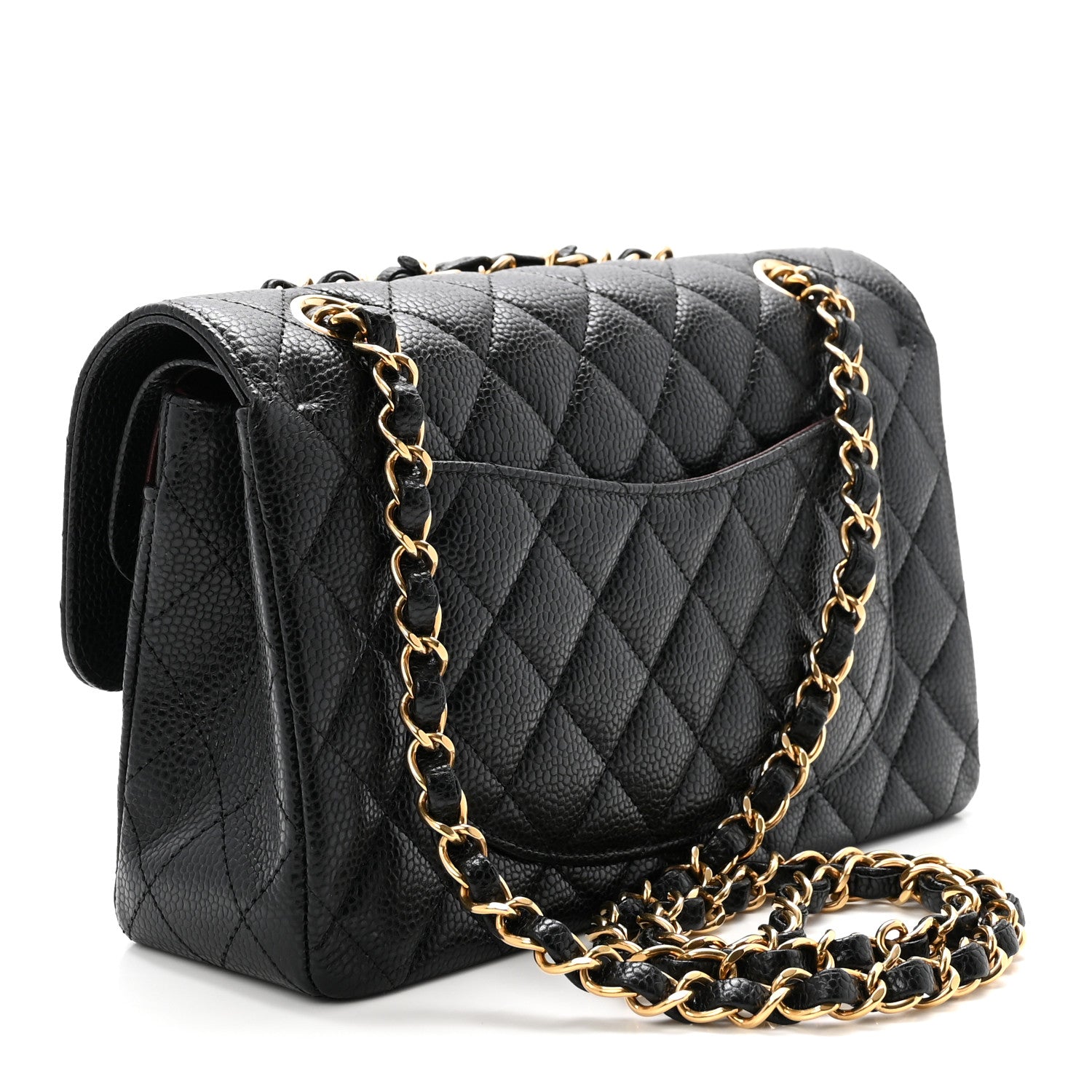 Caviar Quilted Small Double Flap Black