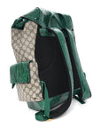 GG Supreme Monogram Snakeskin Ophidia Double Buckle Backpack Brown Green