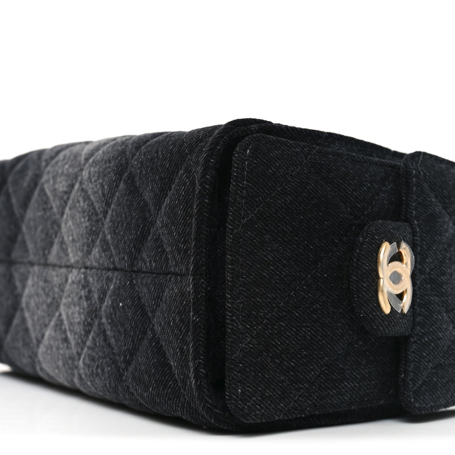 Washed Denim Quilted Mini CHNL 25 Handbag Black