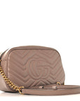 Calfskin Matelasse Small GG Marmont Chain Shoulder Bag Porcelain Rose