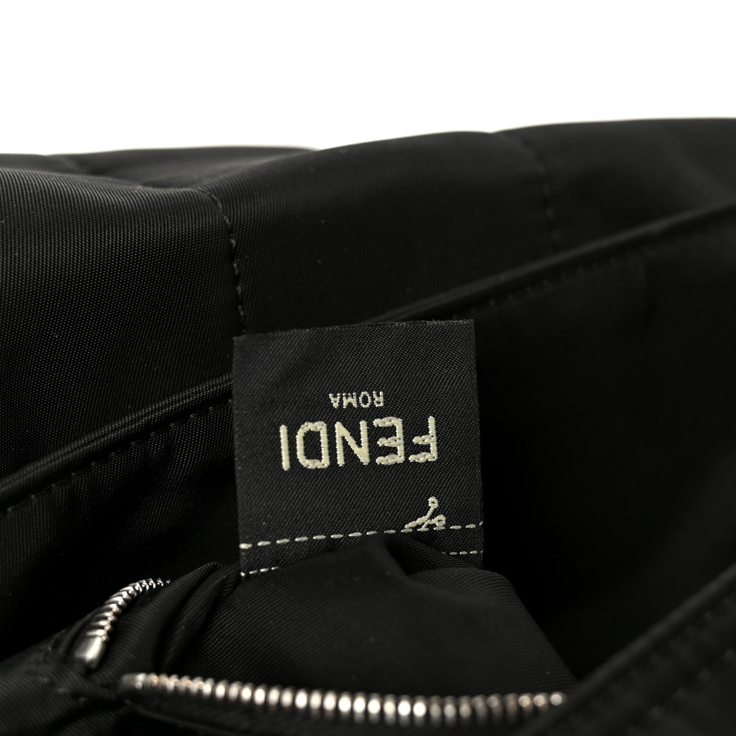 Econyl Nylon Cuoio Romano Monochrome Medium Baguette Messenger Bag Black