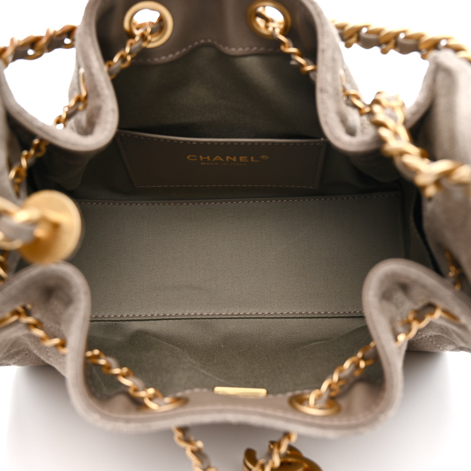 Suede Quilted Mini CHNL 25 Handbag Dark Grey
