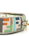 Canvas Vitello Seta FF Multicolor Embroidered Baguette Grezzo Multicolor Latte