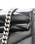 Calfskin Y Quilted Monogram Medium Loulou Chain Satchel Black