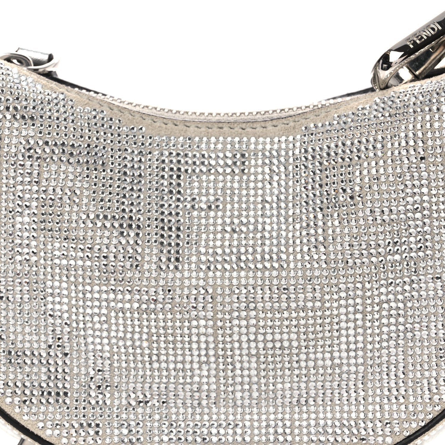 Crystal Vitello Laminato Suede FF Nano FNDIgraphy Hobo Charm Grey