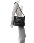 Aged Calfskin Quilted Large Gabrielle Hobo  Black