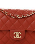 Lambskin Quilted Small Double Flap Red