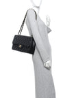 Caviar Quilted Jumbo Double Flap Black