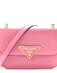 Box Calfskin Triangle Embleme Flap Shoulder Bag Begonia